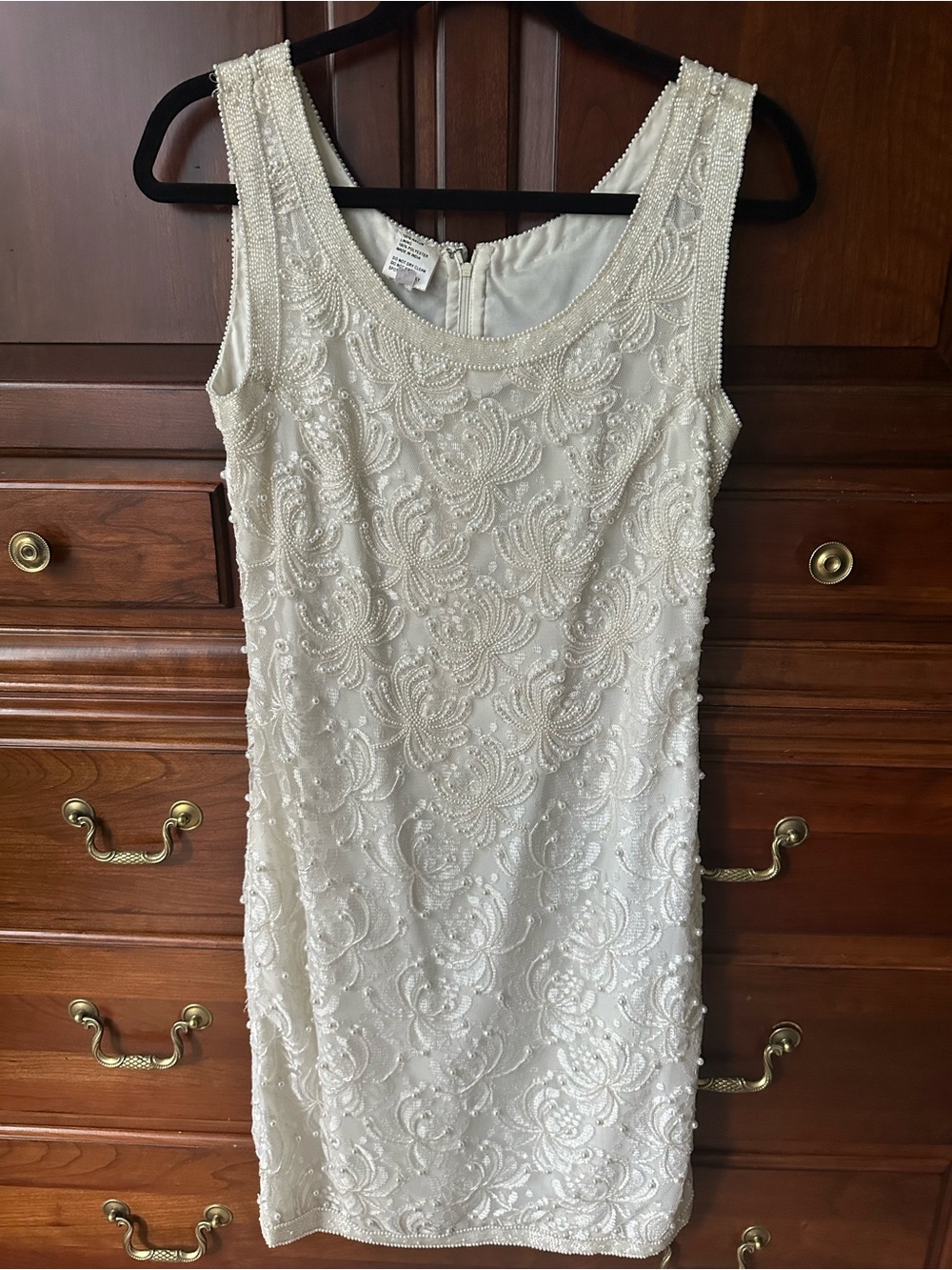 Vintage Beaded Ivory Sleeveless Sheath Dress